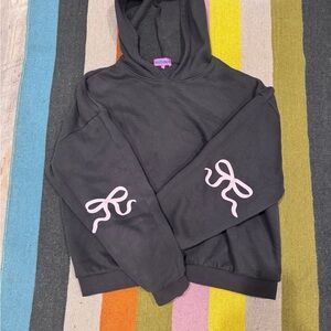 Edikted Black Hoodie with Pink Bow Accents